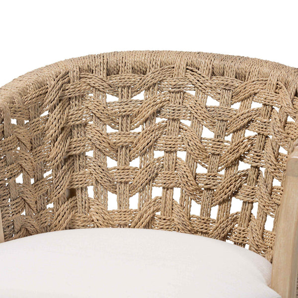 Bali & Pari Vellon Handwoven Seagrass Barrel Back Counter Stool for Kitchen