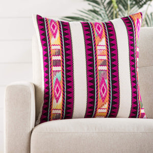 Jaipur Living Jaipur Living Flamenco Woven Cotton Blend Tribal Stripe Square Throw Pillow Cover PLC102254