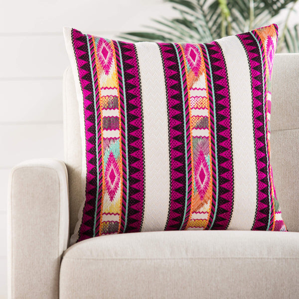 Jaipur Living Jaipur Living Flamenco Woven Cotton Blend Tribal Stripe Square Throw Pillow Cover PLC102254
