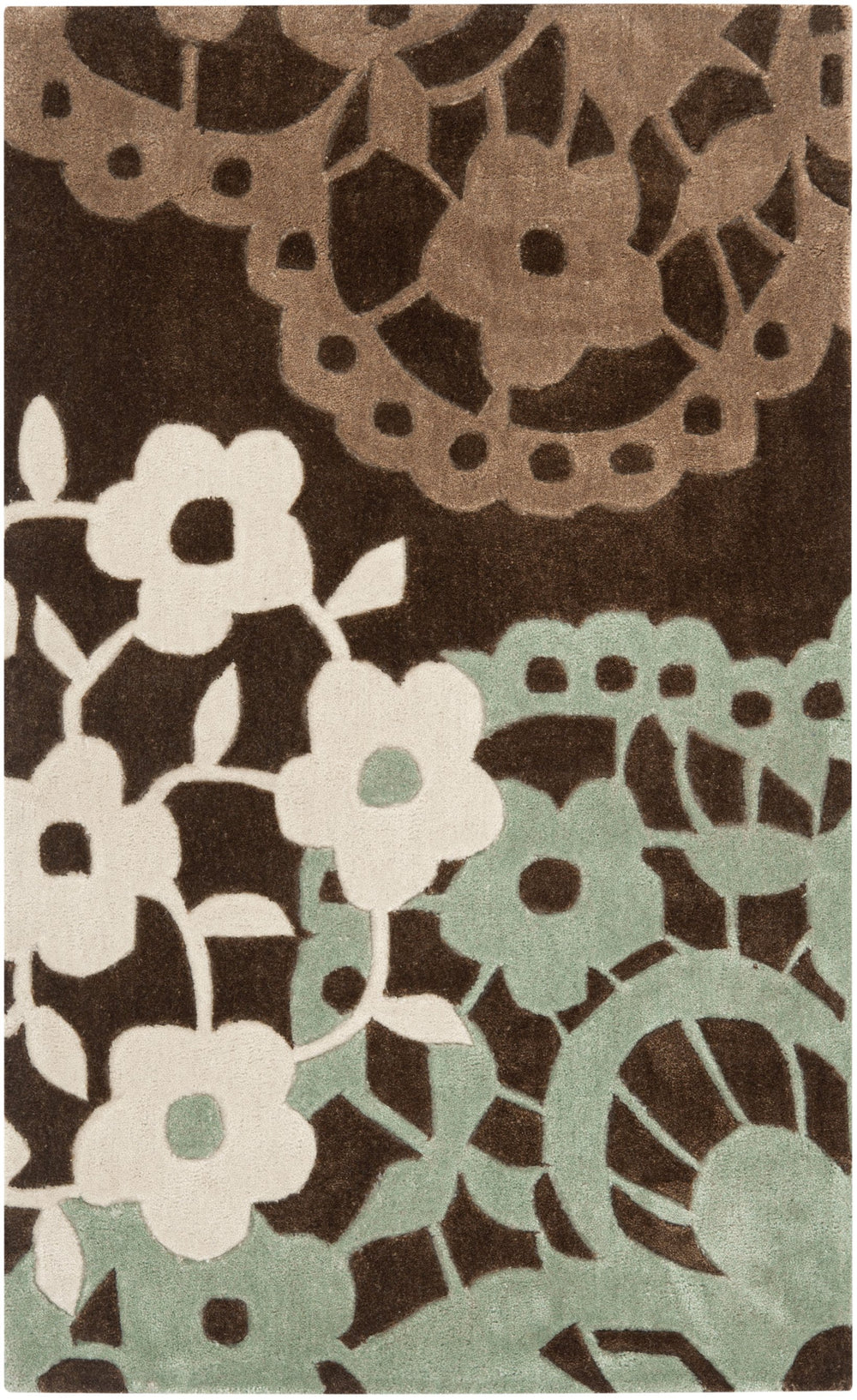 Safavieh Modern Art 612a Brown Multi Accent Rug - Hand-tufted, Floral Design, Oeko-tex, 2'6" X 4' Luxury Brown ,Multi Polyester Mda612a-24