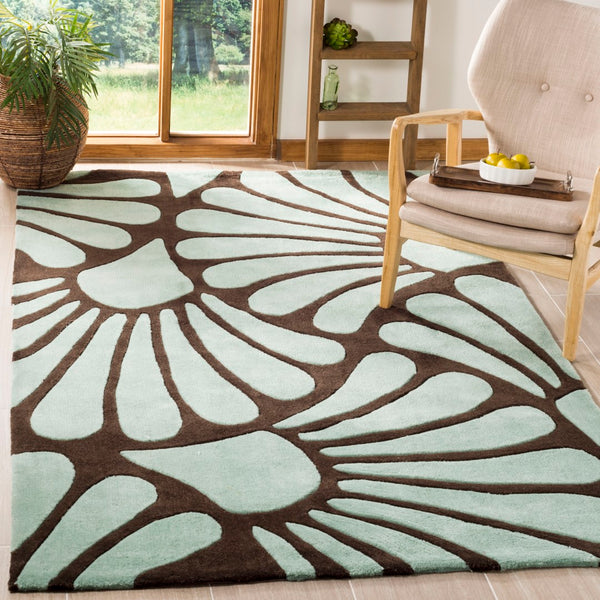 Safavieh Modern Art Area Rug - Hand-tufted Polyester Elegance With Floral Motifs For Cozy Home Décor Brown ,Blue Polyester Mda613a-7r