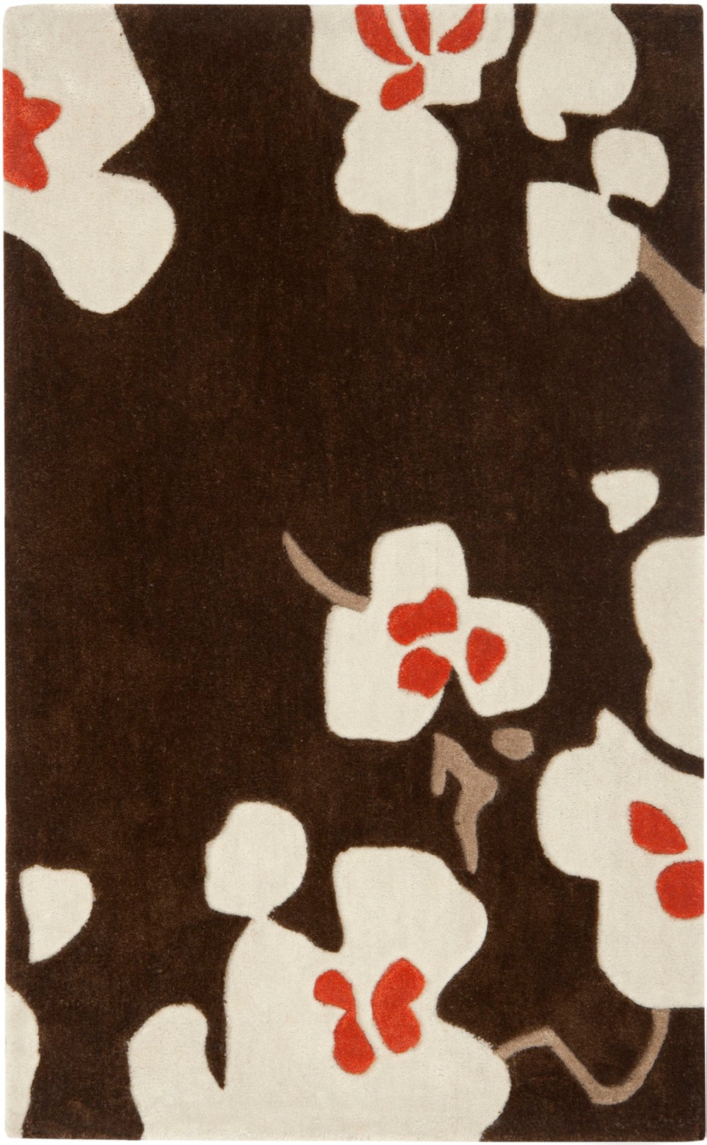 Safavieh Modern Hand-tufted Polyester Area Rug - Exquisite Floral Design For Elegant Home Décor And Comfort Brown ,Ivory Polyester Mda614a-8