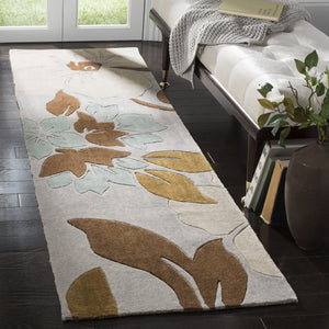 Safavieh Modern Art Area Rug - Hand-tufted Floral Design In Luxurious Polyester For Elegant Home Decor Ivory ,Multi Polyester Mda616a-4