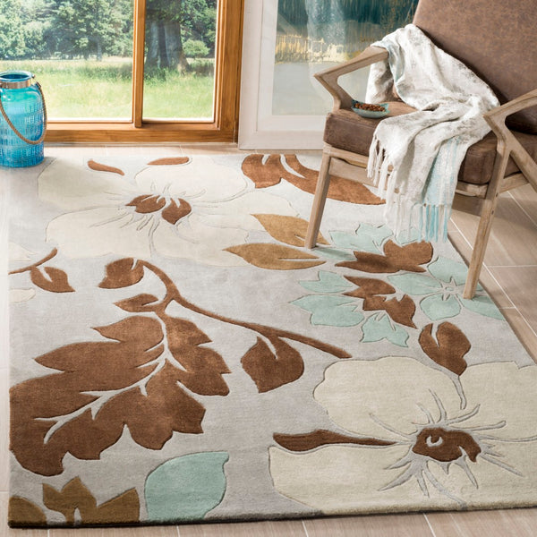 Safavieh Modern Art Area Rug - Hand-tufted Floral Design In Luxurious Polyester For Elegant Home Decor Ivory ,Multi Polyester Mda616a-4
