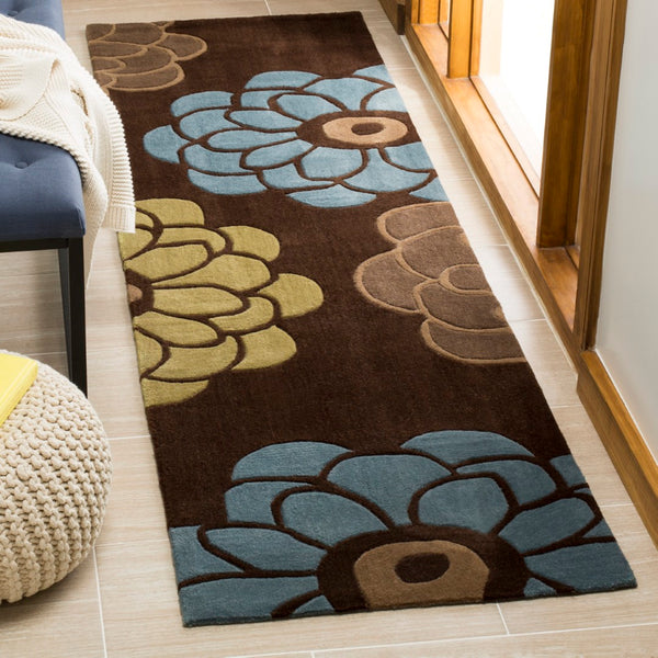 Safavieh Modern Artful Floral Area Rug - Hand-tufted Luxury For Stylish Living Spaces & Timeless Elegance Brown ,Multi Polyester Mda620b-7sq