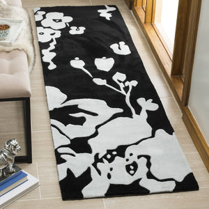 Safavieh Modern Art Hand-tufted Area Rug – Luxurious Softness, Durable Design, Unique Floral Pattern For Elegance Black ,Ivory Polyester Mda621b-7sq