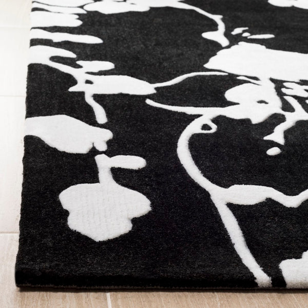 Safavieh Modern Art Hand-tufted Area Rug – Luxurious Softness, Durable Design, Unique Floral Pattern For Elegance Black ,Ivory Polyester Mda621b-7sq