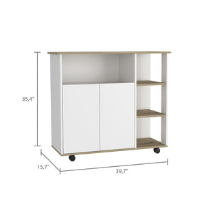English Elm Paprika Mobile Kitchen Cart with Locking Casters, Countertop, Double-Door Cabinet & 4 Shelves B20092047