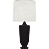 Robert Abbey Matte Dark Coal Michael Berman Hadrian Table Lamp Matte Dark Coal Glazed Ceramic with Deep Patina Bronze Accents Oyster Linen Shade