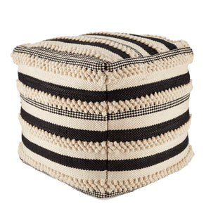 Jaipur Living Jaipur Living Handwoven Stripe Cube Pouf Indoor Outdoor Boho Polyester Seat POF100493