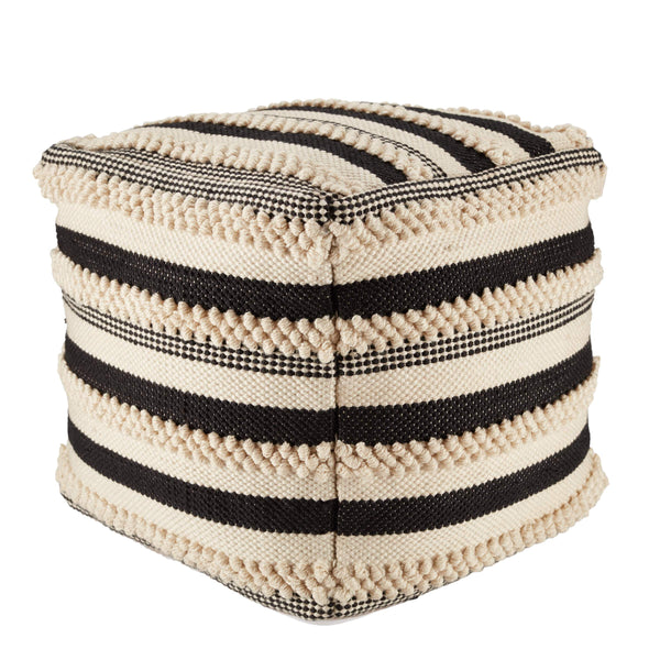 Jaipur Living Jaipur Living Handwoven Stripe Cube Pouf Indoor Outdoor Boho Polyester Seat POF100493