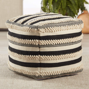 Jaipur Living Jaipur Living Handwoven Stripe Cube Pouf Indoor Outdoor Boho Polyester Seat POF100493