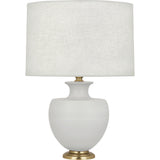 Robert Abbey Matte Dove Michael Berman Atlas Table Lamp Matte Dove Glazed Ceramic with Modern Brass Accents Oyster Linen Shade