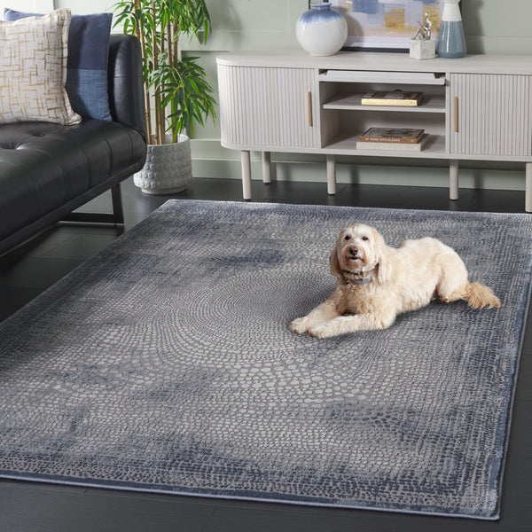 Safavieh Meadow Modern Turkish Area Rug - Luxurious Grey And Ivory Design For Sophisticated Living Spaces Blue ,Ivory Polyester Mdw333n-9