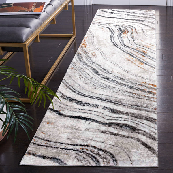 Safavieh Meadow Exquisite Round Area Rug With Marble-inspired Design For Modern Home Elegance And Comfort Light Grey ,Black 45% Polyproylene,40% Jute,15% Polyester Mdw548f-7r