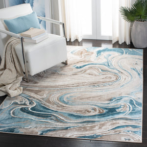 Safavieh Meadow 553 Power Loomed 75% Polypropylene, 15% Polyester, 40% Jute Rug Beige / Blue MDW553B-221