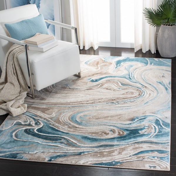 Safavieh Meadow 553 Power Loomed 75% Polypropylene, 15% Polyester, 40% Jute Rug Beige / Blue MDW553B-221