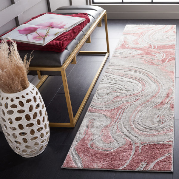Safavieh Meadow Modern Area Rug With Elegant Marble Pattern - Soft Touch, Durable, Eco-friendly Design Light Grey ,Pink 45% Polypropylene,15% Polyester,40% Jute Mdw553g-8