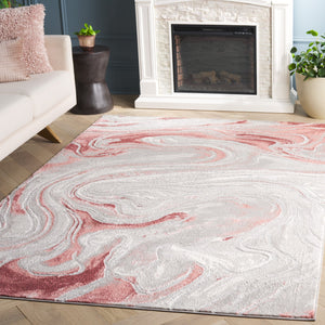 Safavieh Meadow Modern Area Rug With Elegant Marble Pattern - Soft Touch, Durable, Eco-friendly Design Light Grey ,Pink 45% Polypropylene,15% Polyester,40% Jute Mdw553g-8