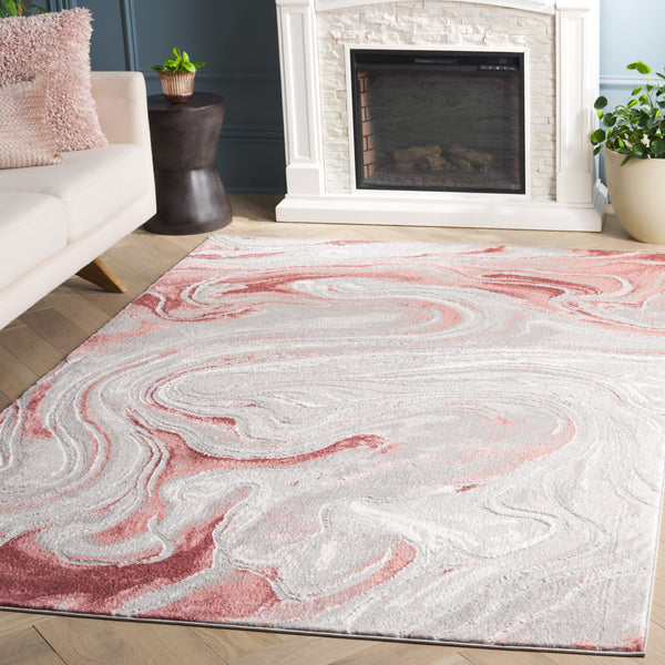 Safavieh Meadow Modern Area Rug With Elegant Marble Pattern - Soft Touch, Durable, Eco-friendly Design Light Grey ,Pink 45% Polypropylene,15% Polyester,40% Jute Mdw553g-8