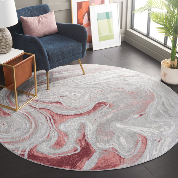 Safavieh Meadow Modern Area Rug With Elegant Marble Pattern - Soft Touch, Durable, Eco-friendly Design Light Grey ,Pink 45% Polypropylene,15% Polyester,40% Jute Mdw553g-8