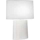 Robert Abbey Matte Daisy Victor Table Lamp Matte Daisy Glazed Ceramic Oval Ascot White Fabric Shade