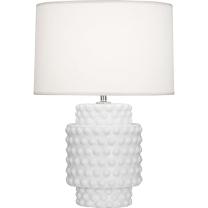 Robert Abbey Matte Daisy Dolly Accent Lamp Matte Daisy Glazed Textured Ceramic Fondine Fabric Shade