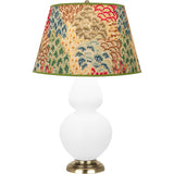 Robert Abbey Matte Daisy Double Gourd Table Lamp Matte Daisy Glazed Ceramic with Antique Natural Brass Finished Accents Fall Floral Fabric Shade