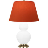 Robert Abbey Matte Daisy Double Gourd Table Lamp Matte Daisy Glazed Ceramic with Antique Natural Brass Finished Accents Tangerine W/ Taupe Lining Fabric Shade