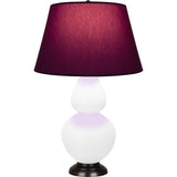 Robert Abbey Matte Daisy Double Gourd Table Lamp Matte Daisy Glazed Ceramic with Deep Patina Bronze Finished Accents Plum W/ Lavender Lining Fabric Shade