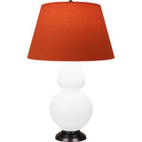 Robert Abbey Matte Daisy Double Gourd Table Lamp Matte Daisy Glazed Ceramic with Deep Patina Bronze Finished Accents Tangerine W/ Taupe Lining Fabric Shade