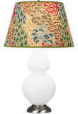 Robert Abbey Matte Daisy Double Gourd Table Lamp Matte Daisy Glazed Ceramic with Antique Silver Finished Accents Fall Floral Fabric Shade