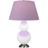 Robert Abbey Matte Daisy Double Gourd Table Lamp Matte Daisy Glazed Ceramic with Antique Silver Finished Accents Lavender W/ Plum Lining Fabric Shade