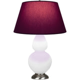 Robert Abbey Matte Daisy Double Gourd Table Lamp Matte Daisy Glazed Ceramic with Antique Silver Finished Accents Plum W/ Lavender Lining Fabric Shade