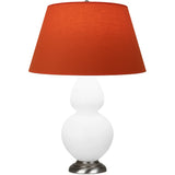 Robert Abbey Matte Daisy Double Gourd Table Lamp Matte Daisy Glazed Ceramic with Antique Silver Finished Accents Tangerine W/ Taupe Lining Fabric Shade