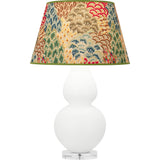 Robert Abbey Matte Daisy Double Gourd Table Lamp Matte Daisy Glazed Ceramic with Lucite Base Fall Floral Fabric Shade