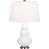 Robert Abbey Matte Daisy Small Triple Gourd Accent Lamp Matte Daisy Glazed Ceramic with Antique Silver Finished Accents Pearl Dupioni Fabric Shade