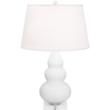 Robert Abbey Matte Daisy Small Triple Gourd Accent Lamp Matte Daisy Glazed Ceramic with Lucite Base Pearl Dupioni Fabric Shade