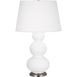 Robert Abbey Matte Daisy Triple Gourd Table Lamp Matte Daisy Glazed Ceramic with Antique Silver Finished Accents Pearl Dupioni Fabric Shade