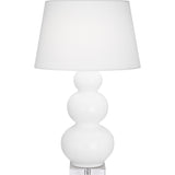 Robert Abbey Matte Daisy Triple Gourd Table Lamp Matte Daisy Glazed Ceramic with Lucite Base Pearl Dupioni Fabric Shade