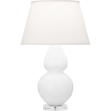 Robert Abbey Matte Daisy Double Gourd Table Lamp Matte Daisy Glazed Ceramic with Lucite Base Pearl Dupioni Fabric Shade