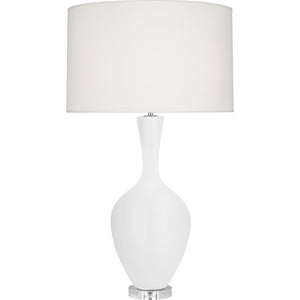 Robert Abbey Matte Daisy Audrey Table Lamp Matte Daisy Glazed Ceramic Fondine Fabric Shade