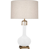 Robert Abbey Matte Daisy Athena Table Lamp Matte Daisy Glazed Ceramic with Aged Brass Accents Open Weave Heather Linen Shade