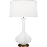 Robert Abbey Matte Daisy Pike Table Lamp Matte Daisy Glazed Ceramic Pearl Dupoini Fabric Shade