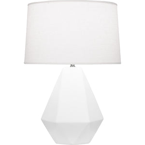 Robert Abbey Matte Daisy Delta Table Lamp Matte Daisy Glazed Ceramic with Polished Nickel Accents Oyster Linen Shade