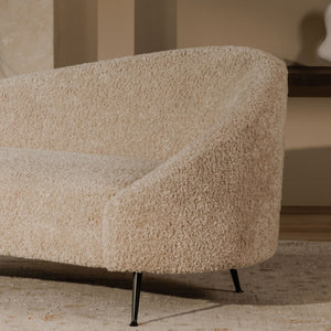Moe's Home Abigail Chaise – Luxurious Faux Shearling Lounge With Modern Steel Legs For Timeless Comfort Brown Upholstery, 100% Polyester,Iron Legs Me-1053-21