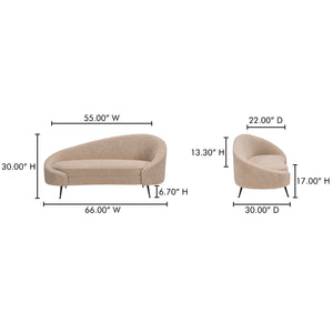 Moe's Home Abigail Chaise – Luxurious Faux Shearling Lounge With Modern Steel Legs For Timeless Comfort Brown Upholstery, 100% Polyester,Iron Legs Me-1053-21