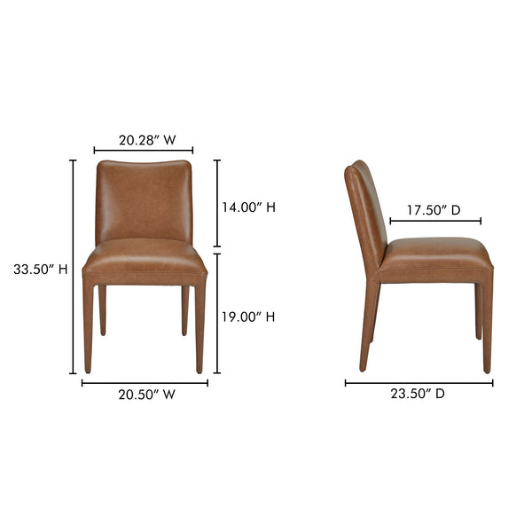 Moe's Home Calla Dining Chair Set - Luxurious Top-grain Leather Upholstery With Sturdy Ash Wood Frame Brown Top Grain Leather,Ash Wood Frame Me-1062-03