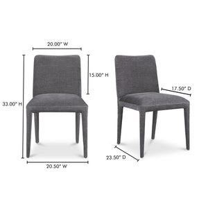 Moe's Home Calla Dining Chair Set Of 2 - Elegant Upholstered Design With Sturdy Ash Wood Frame For Dining Spaces Grey Upholstery, 100% Polyester,Ash Wood Frame Me-1062-25