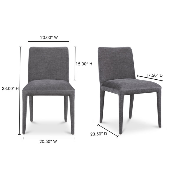 Moe's Home Calla Dining Chair Set Of 2 - Elegant Upholstered Design With Sturdy Ash Wood Frame For Dining Spaces Grey Upholstery, 100% Polyester,Ash Wood Frame Me-1062-25